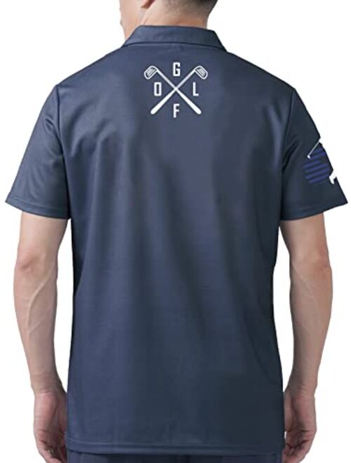 PAGYMO Golf Shirts for Men Funny Golf Shirts for Men Patriotic Golf Shirts for Men American Flag Polo Shirt Men Golf Gifts
