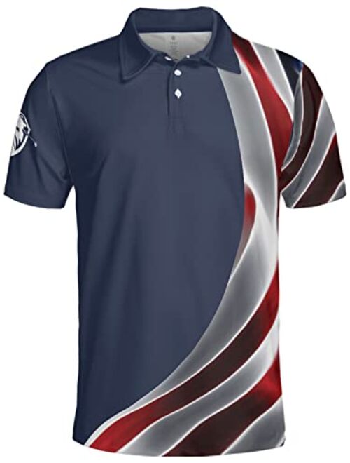 HIVICHI Golf Shirts for Men Funny Golf Shirts for Men Patriotic Golf Shirts for Men American Flag Polo Shirt Men Golf Gifts