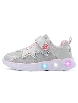 Fuwuiel Light Up Shoes Toddler Girls Boys Lightweight LED Flashing Glitter Mesh Breathable Adorable Sneakers for Toddler/Little Kid