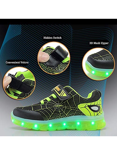 BFOEL Spider Light up Shoes for Boys Girls Toddler Led Walking Sneaker with USB Charging Birthday Thanksgiving Christmas Day Best Gift