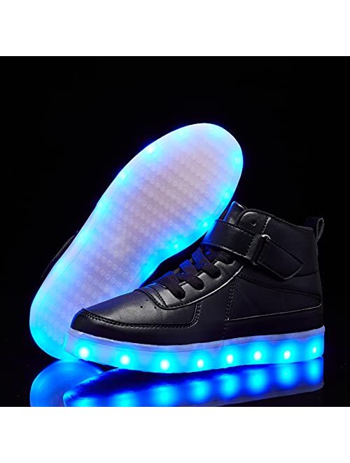 Bepoaa Kids LED Light up Shoes USB Charging Flashing Light Up High-top Sneakers for Boys and Girls Child Unisex