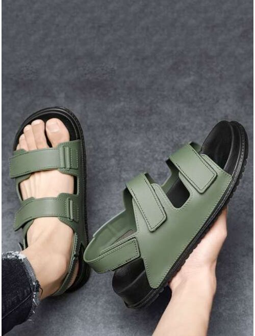Men Hook and loop Fastener Sandals Fashionable Green PVC Footbed Sandals