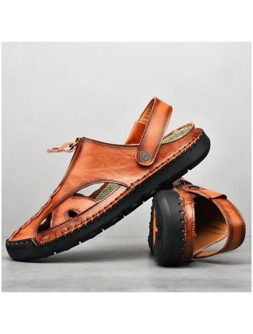 Men Breathable Hollow Out Sandals Fashionable Outdoor Handmade Sandals