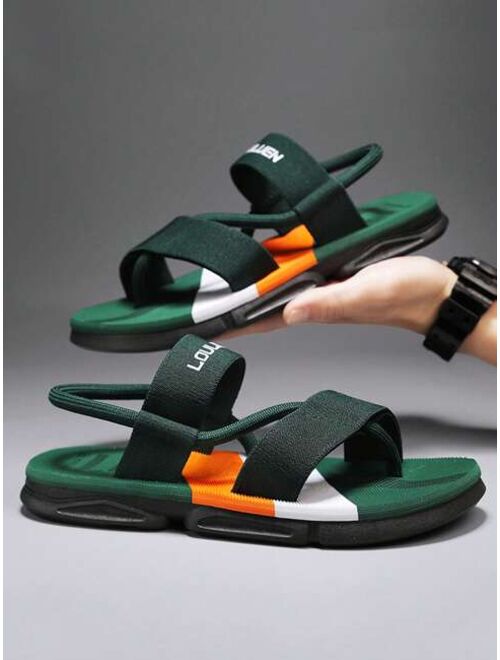 Fashion Green Sandals For Men Letter Graphic Toe Post Design Thong Sandals