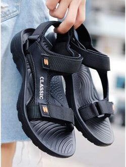 Men Letter Graphic Hook and loop Fastener Strap Sport Sandals