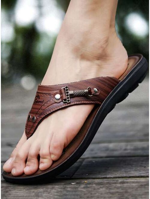Men Letter Detail Studded Metal Decor Arabic Sandals