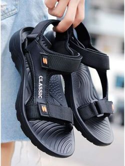 Men Anti slip Letter Graphic Hook and loop Fastener Sandals Fashionable Outdoor Fabric Sport Sandals