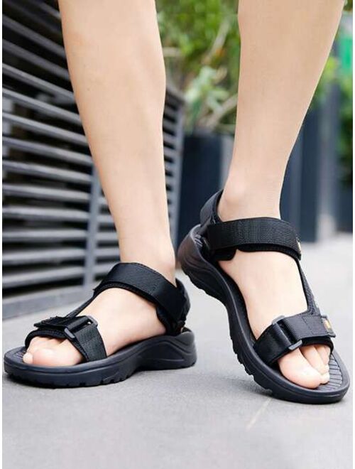 Men Anti slip Letter Graphic Hook and loop Fastener Sandals Fashionable Outdoor Fabric Sport Sandals
