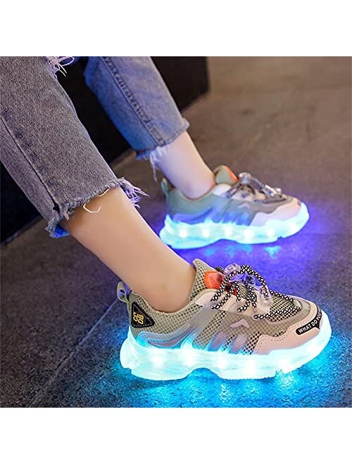 Wooowyet LED Light Up Shoes for Kids USB Charging Lights Sneakers Girls Boys Unisex