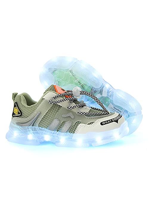 Wooowyet LED Light Up Shoes for Kids USB Charging Lights Sneakers Girls Boys Unisex