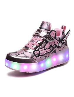 YUNICUS Roller Shoes for Girls Boys Kid Light Up Sneakers with Wheels