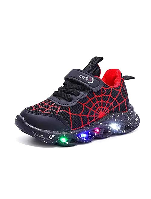 LSCBZS Toddler Kids Light Up Shoes LED Luminous Trainers Mesh Breathable Walking Sneakers for Boys Girls