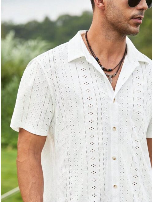 Manfinity RSRT Men Eyelet Embroidery Button Up Shirt