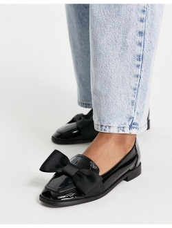 Mentor bow loafer flat shoes in black patent