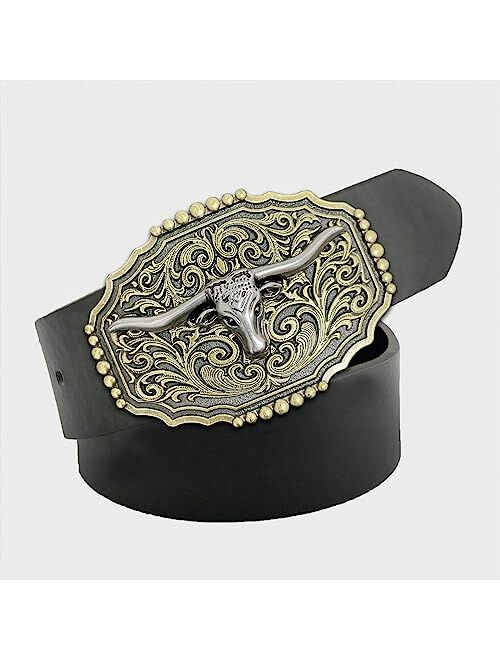 Btilasif Belt Buckle for Men Women Western Cowboy Long Horn Bull Belt Buckle for Boys Girls Halloween Cosplay Party Gifts