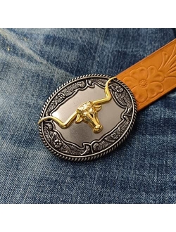 Nesawaki Long Horn Bull Western Cowboy Belt Buckle Gold Rodeo Texas For Men Women