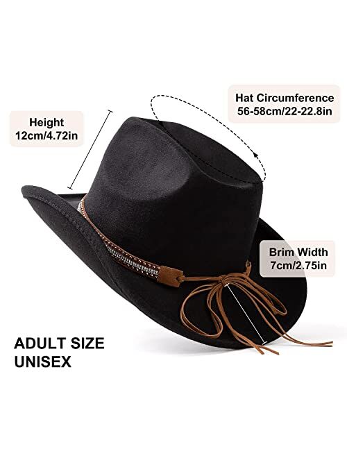 Lisianthus Men & Women's Felt Wide Brim Western Cowboy Outdoor Fedora Hats with Belt