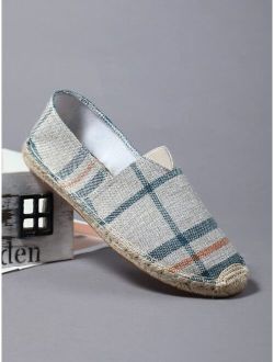 Men Color Block Striped Pattern Espadrille Shoes, Vacation Outdoor Loafers