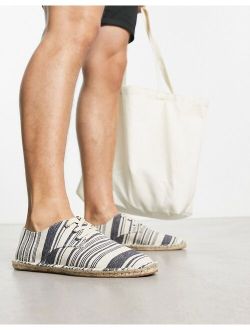 lace up espadrilles in navy stripe