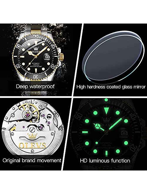 OLEVS Men Automatic Mechanical Watches Self Winding Luxury Stainless Steel Men Watch No Battery