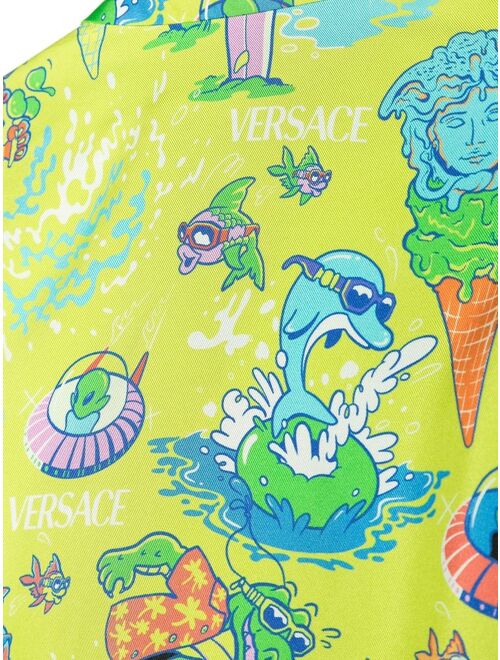 Versace Kids logo-print silk shirt