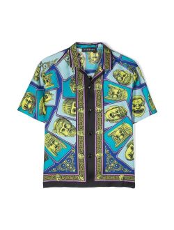 Kids baroque-print short-sleeved shirt