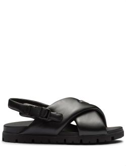 padded crossover-straps flat sandals