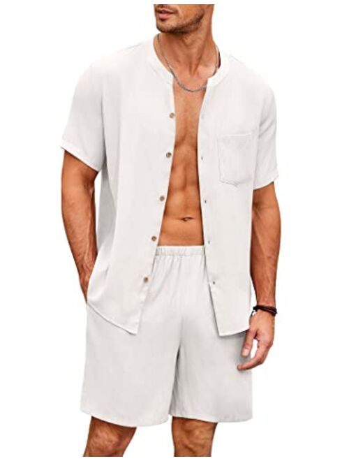 Buy Ekouaer Men's Pajamas Set Short Sleeve Button Down Sleepwear Shorts ...