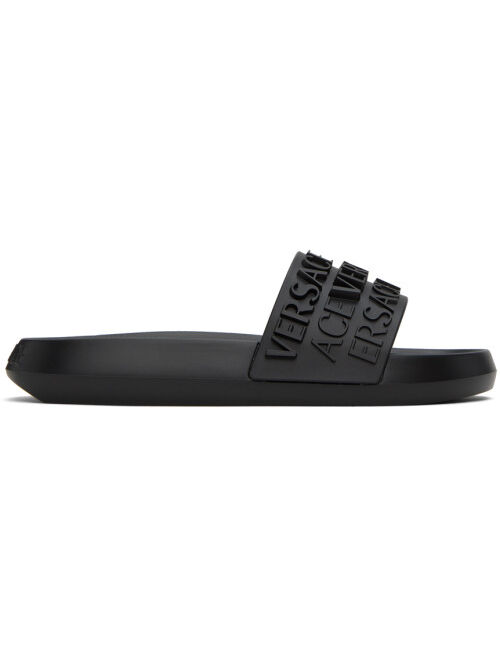 Versace Black Allover Slides