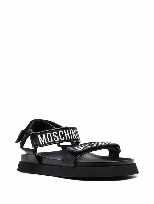 Moschino logo strap leather sandals