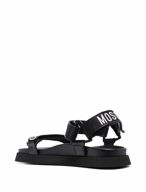 Moschino logo strap leather sandals