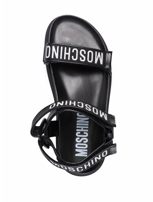 Moschino logo strap leather sandals