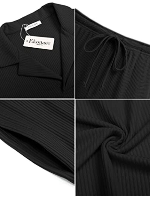 Ekouaer Men's Classic-Fit Short-Sleeve Pajama Set,Stretch Knit