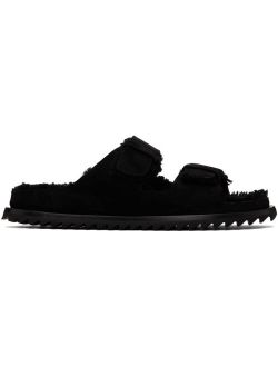 Officine Creative Black Shearling Introspectus 003 Sandals