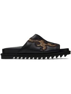 Dries Van Noten Black Snake-Embossed Sandals