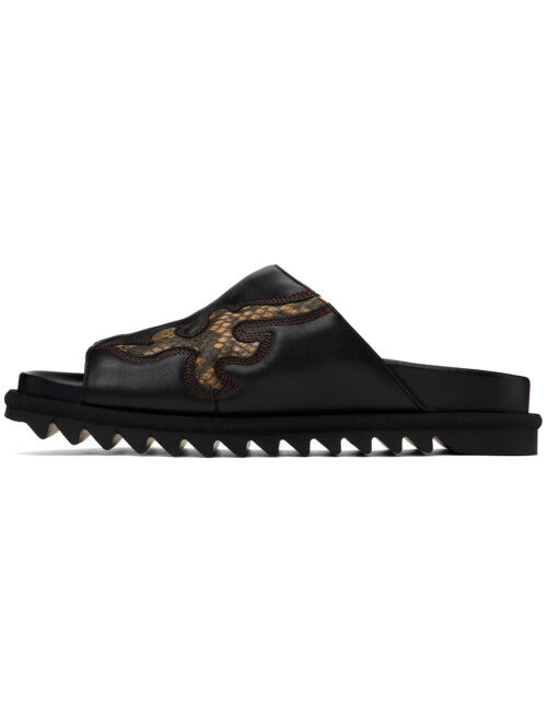 Dries Van Noten Black Snake-Embossed Sandals