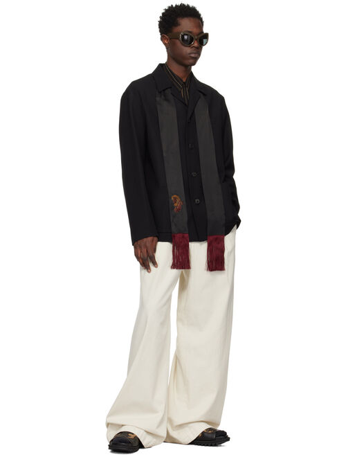 Dries Van Noten Black Snake-Embossed Sandals