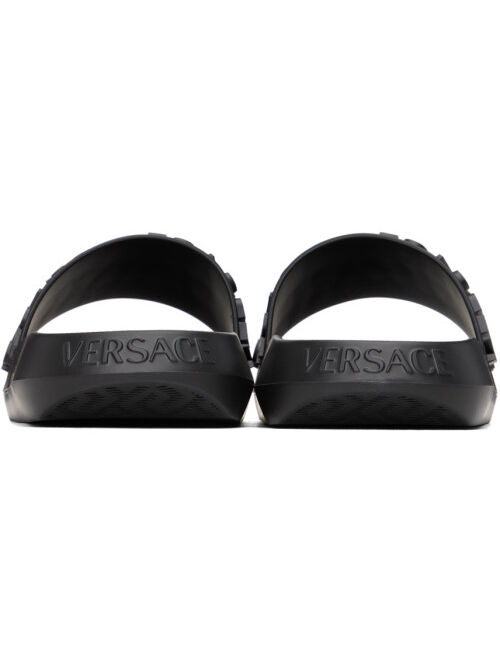 Versace Black Embossed Slides
