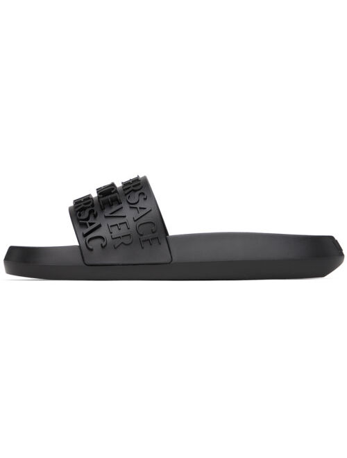 Versace Black Embossed Slides