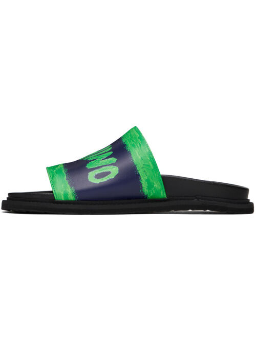 Moschino Black & Green Logo Sandals