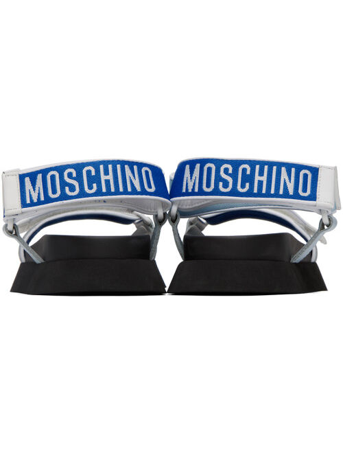 Moschino Blue Jacquard Logo Sandals