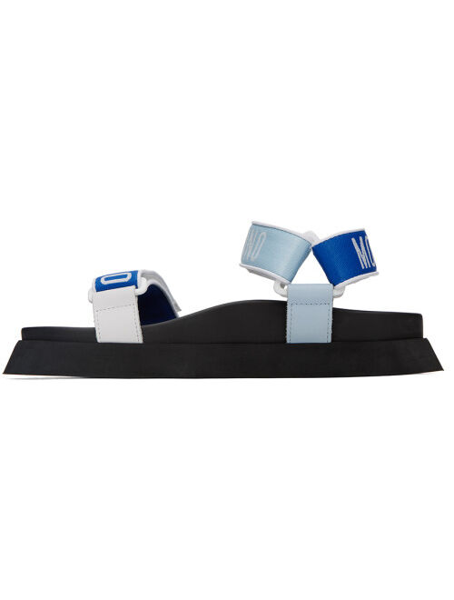 Moschino Blue Jacquard Logo Sandals
