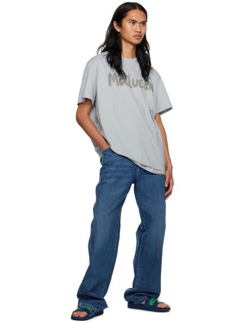 Moschino Blue Jacquard Logo Sandals