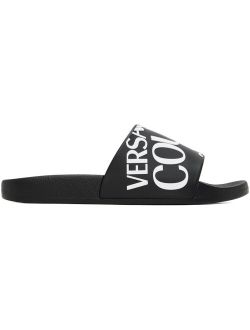 Jeans Couture Black Embossed Pool Slides