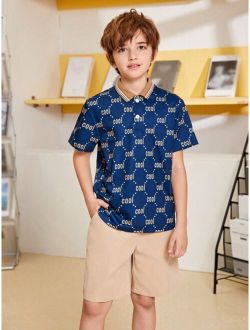 Boys Letter Graphic Polo Shirt