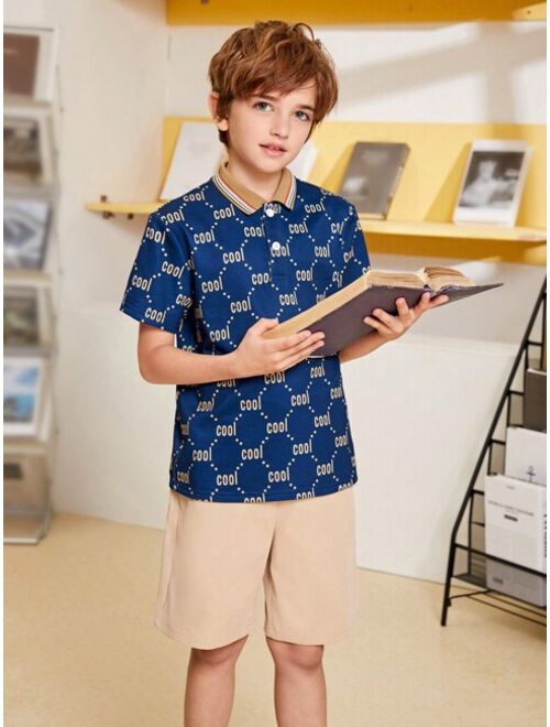 SHEIN Boys Letter Graphic Polo Shirt