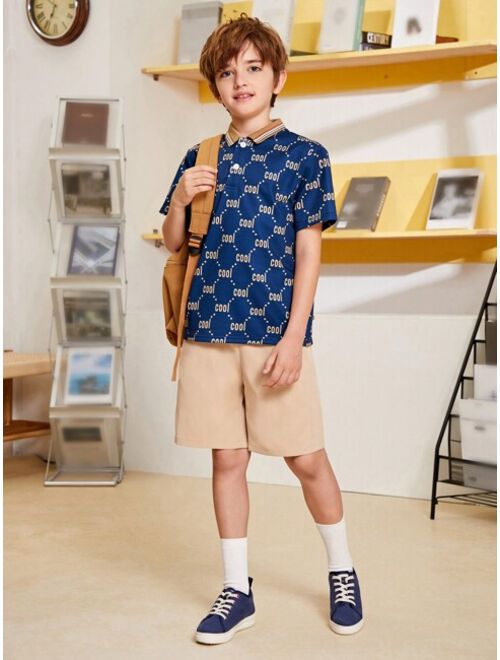 SHEIN Boys Letter Graphic Polo Shirt