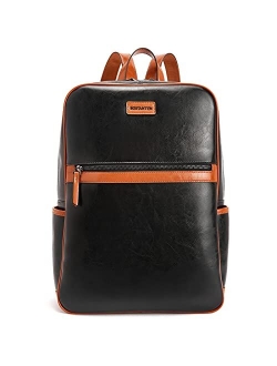 Genuine Leather 15.6 inch Laptop Backpack for Women Computer Bag College Casual Backpack