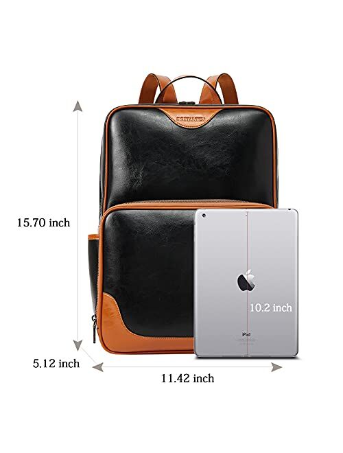 BOSTANTEN Genuine Leather 15.6 inch Laptop Backpack for Women Computer Bag College Casual Backpack
