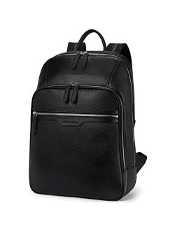 Men Leather Backpack 15.6 inch laptop Backpack Travel College Bag Black